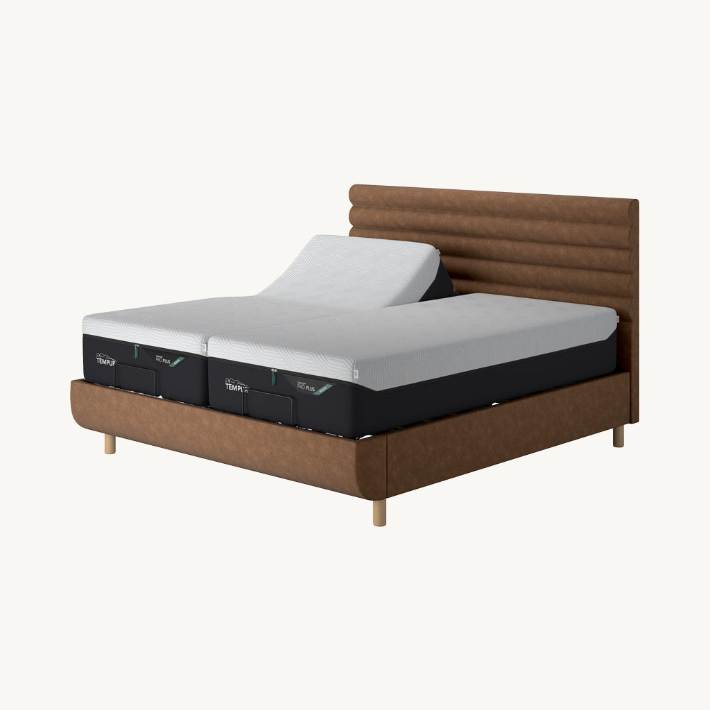 TEMPUR® Arc Adjustable Bed with Vectra Headboard in Light Brown