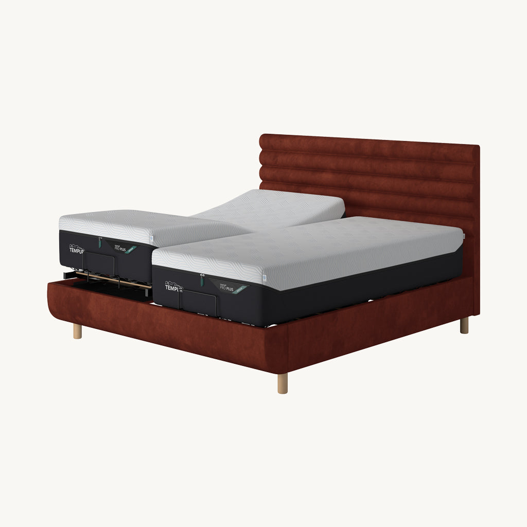 TEMPUR® Arc Adjustable Bed with Vectra Headboard in Dark Brown
