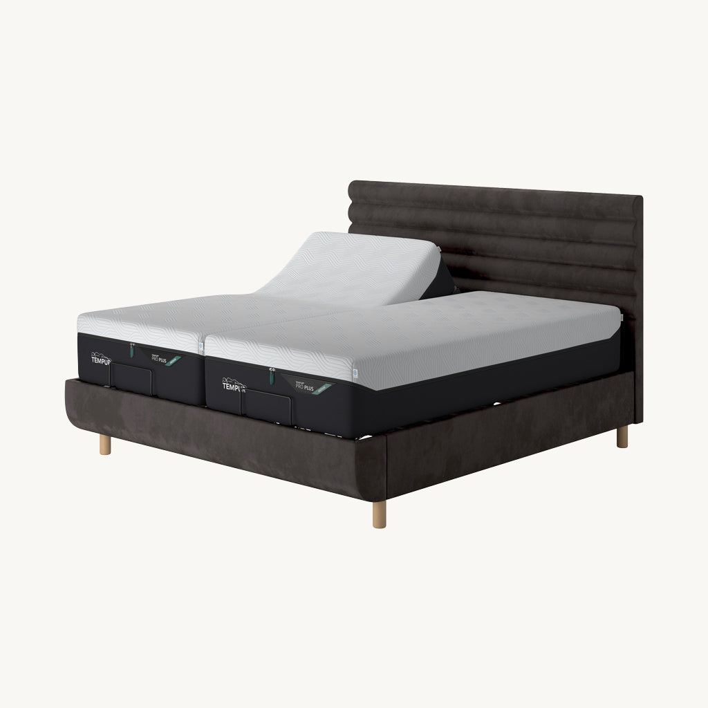 TEMPUR® Arc Adjustable Bed with Vectra Headboard in Dark Grey