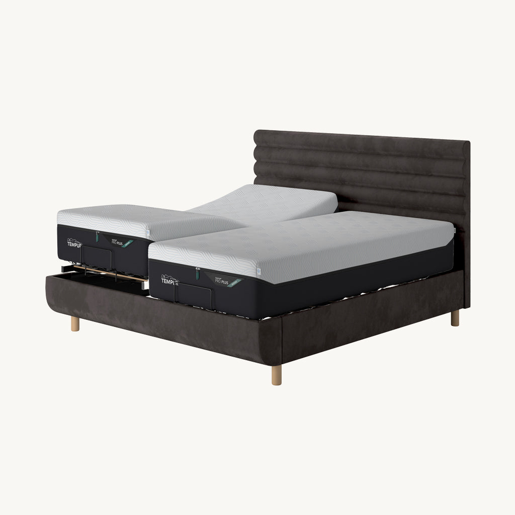 TEMPUR® Arc Adjustable Bed with Vectra Headboard in Dark Grey