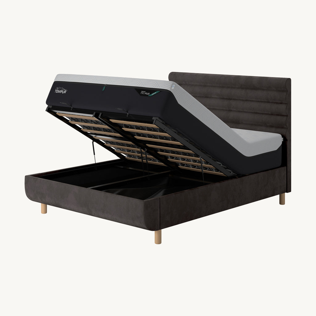 TEMPUR® Arc Ottoman Bed with Vectra Headboard in Dark Grey