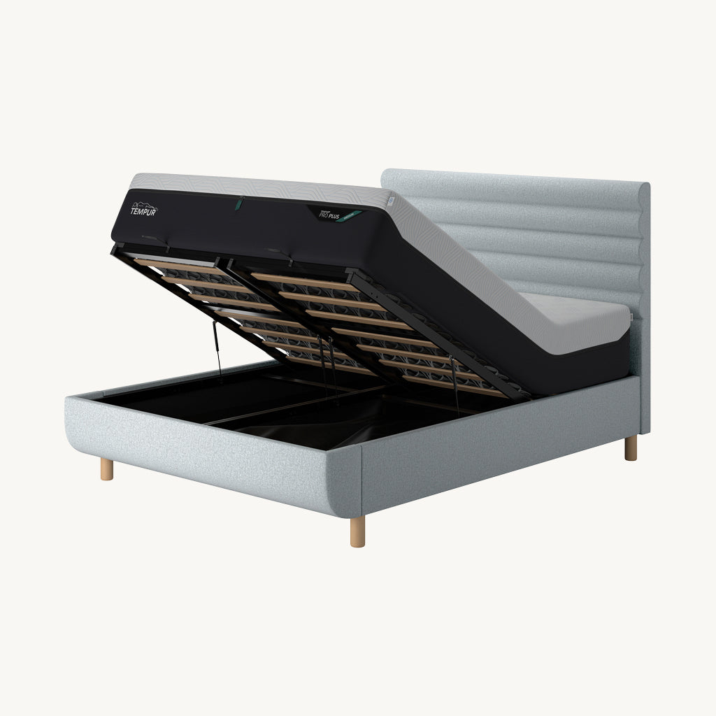 TEMPUR® Arc Ottoman Bed with Vectra Headboard in Light Grey