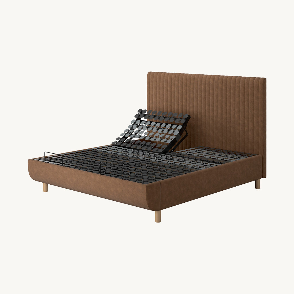 TEMPUR® Arc Adjustable Bed with Vertical Headboard in Light Brown