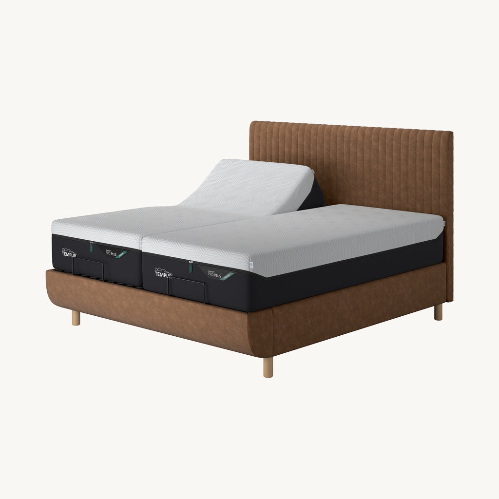 TEMPUR® Arc Adjustable Bed with Vertical Headboard in Light Brown