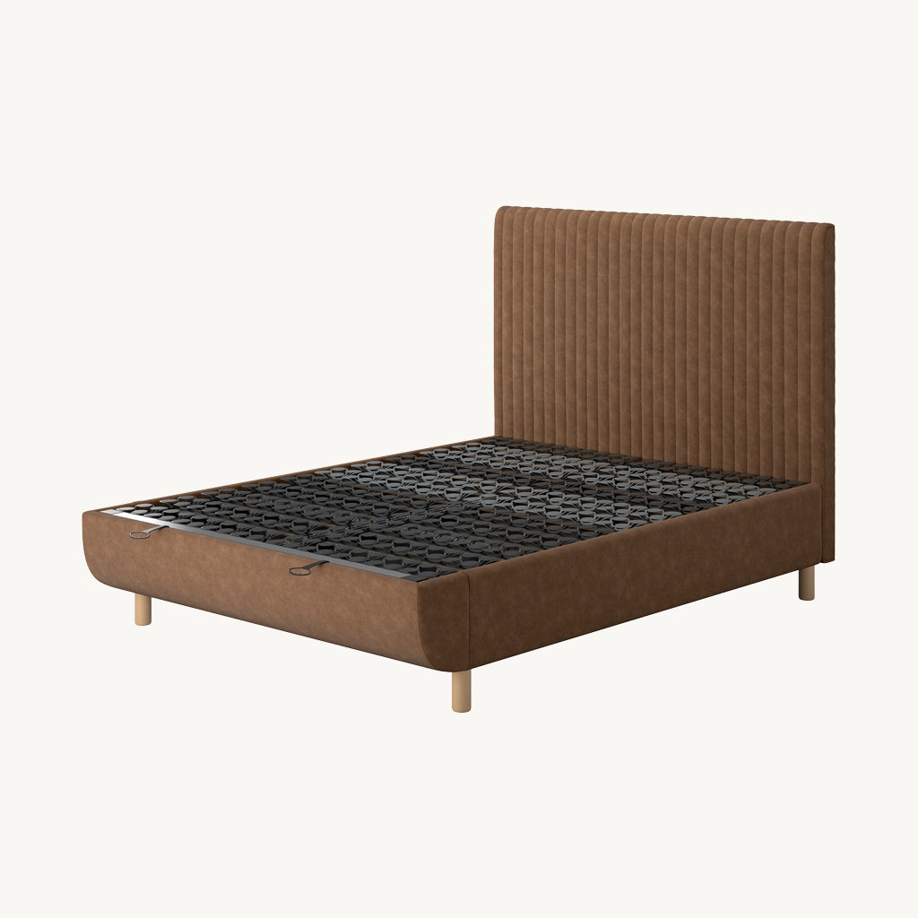 TEMPUR® Arc Ottoman Bed with Vertical Headboard in Light Brown
