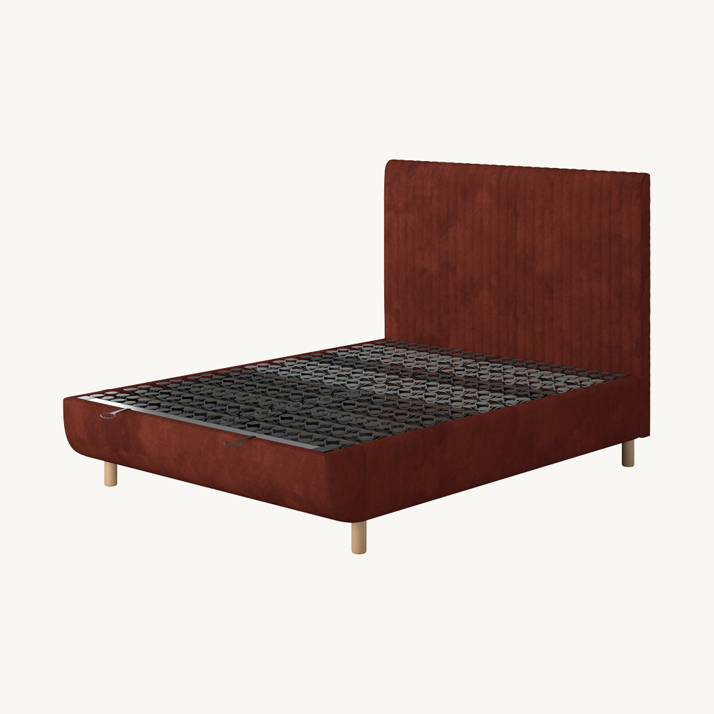 TEMPUR® Arc Ottoman Bed with Vertical Headboard in Dark Brown