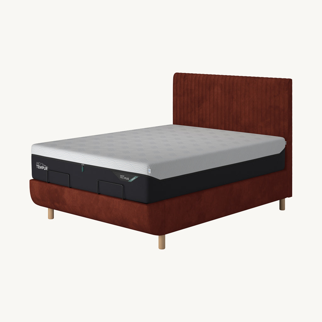 TEMPUR® Arc Static Bed with Vertical Headboard in Brown