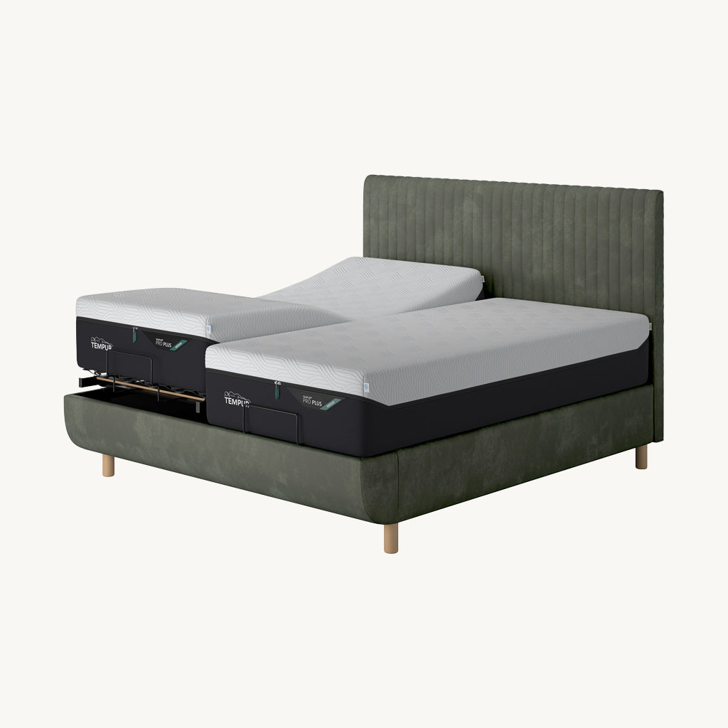 TEMPUR® Arc Adjustable Bed with Vertical Headboard in Green