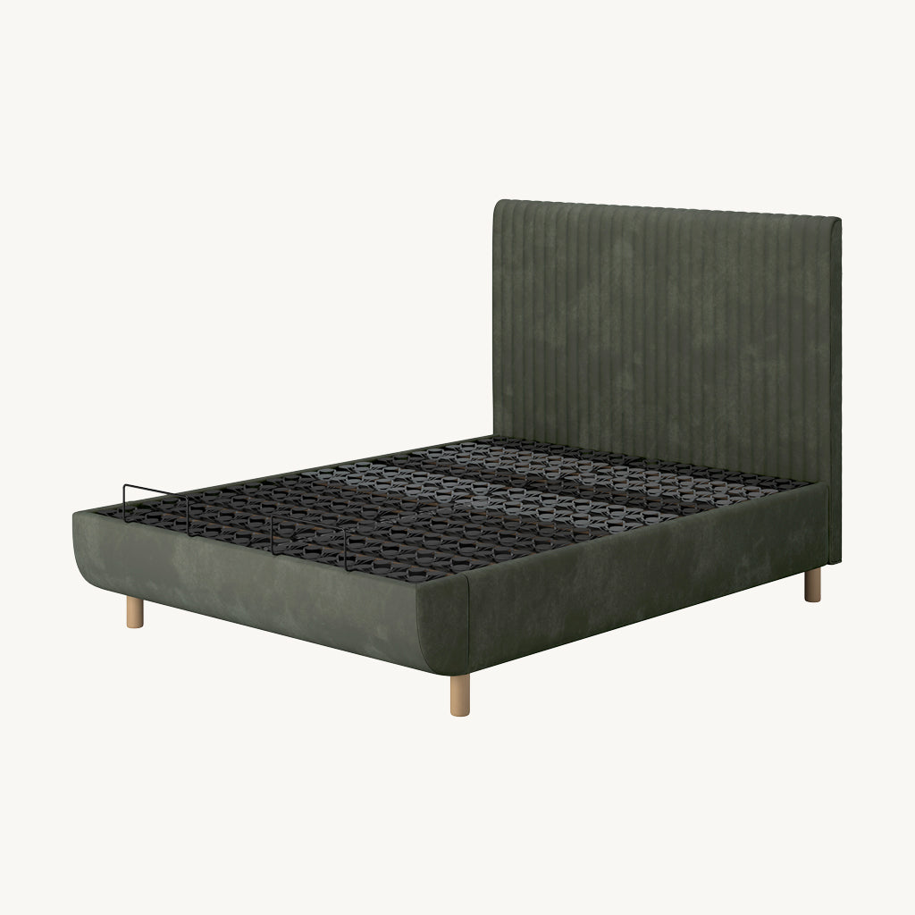 TEMPUR® Arc Static Bed with Vertical Headboard in Green