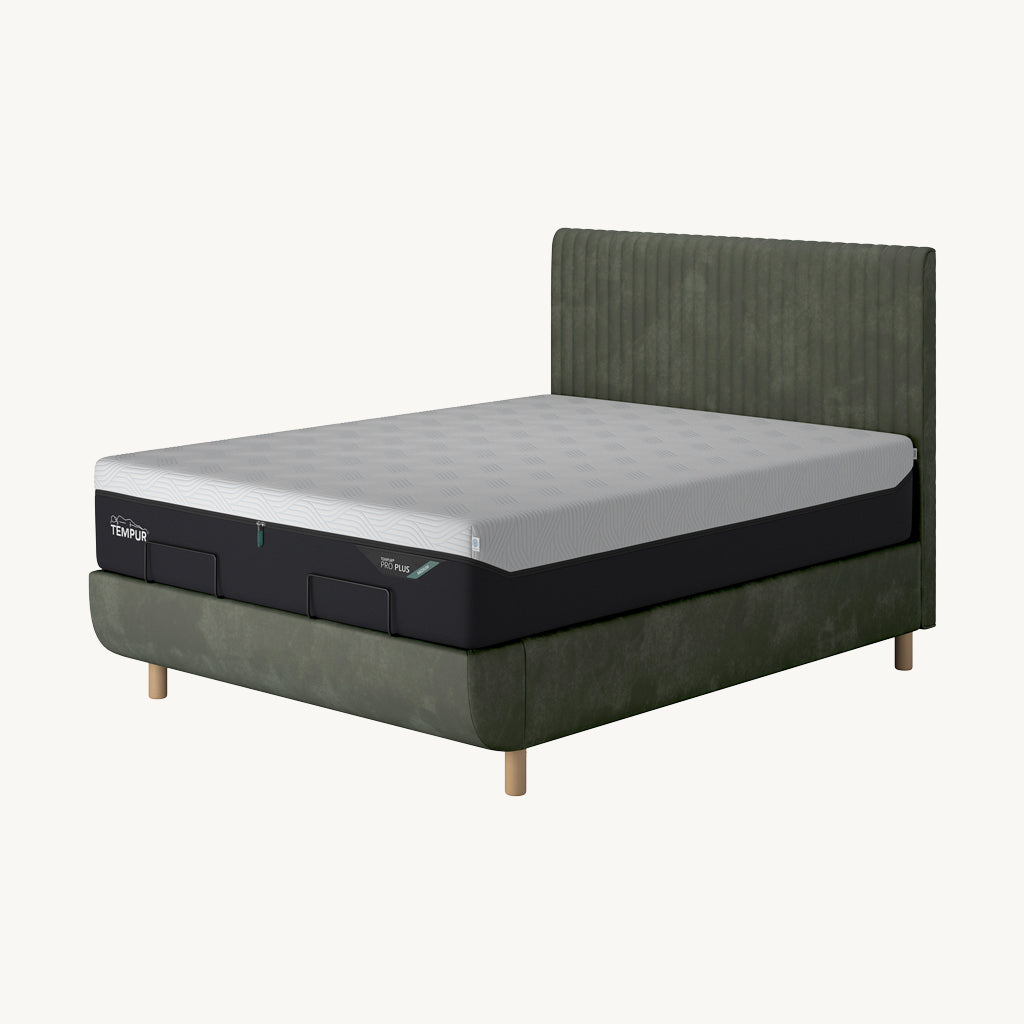 TEMPUR® Arc Static Bed with Vertical Headboard in Green