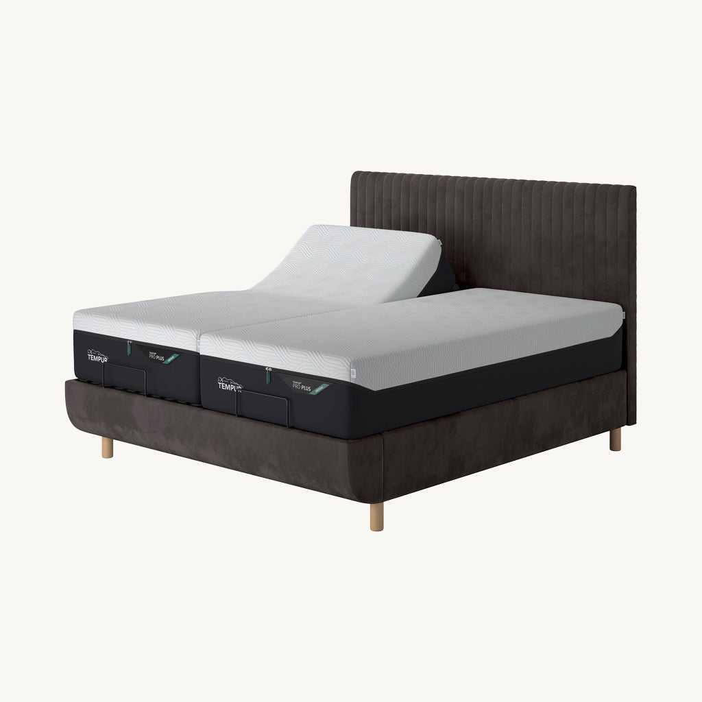 TEMPUR® Arc Adjustable Bed with Vertical Headboard in Grey