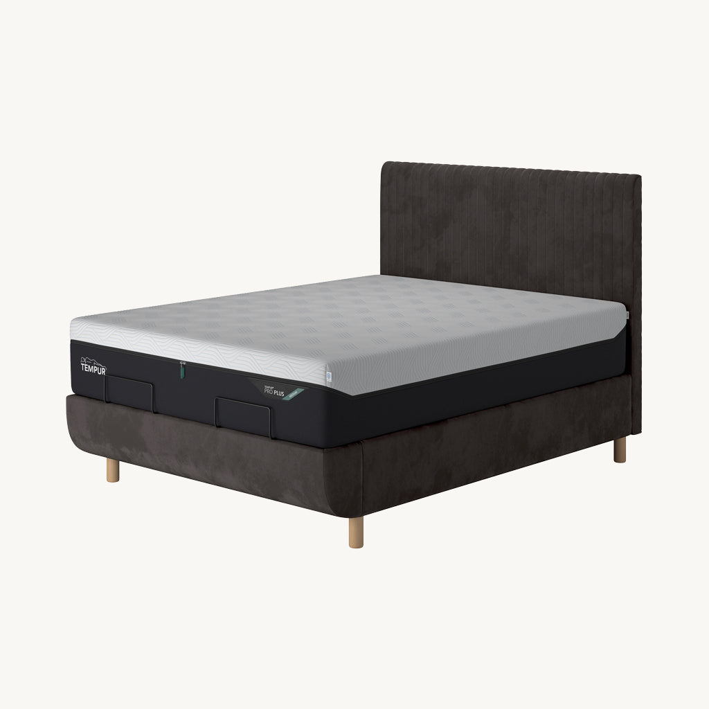 TEMPUR® Arc Static Bed with Vertical Headboard in Grey