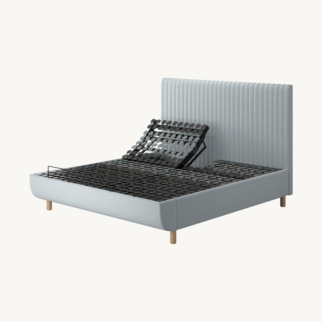 TEMPUR® Arc Adjustable Bed with Vertical Headboard in Light Grey