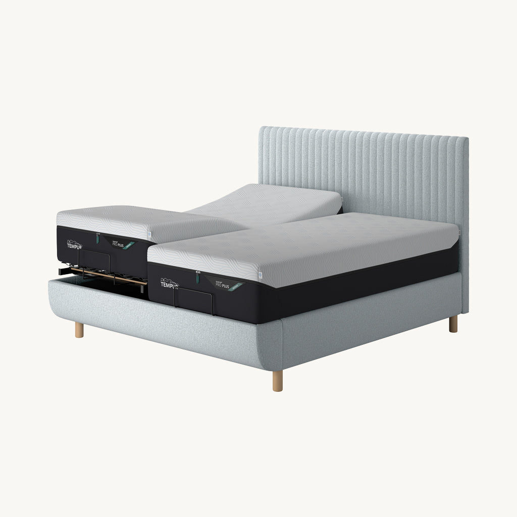 TEMPUR® Arc Adjustable Bed with Vertical Headboard in Light Grey