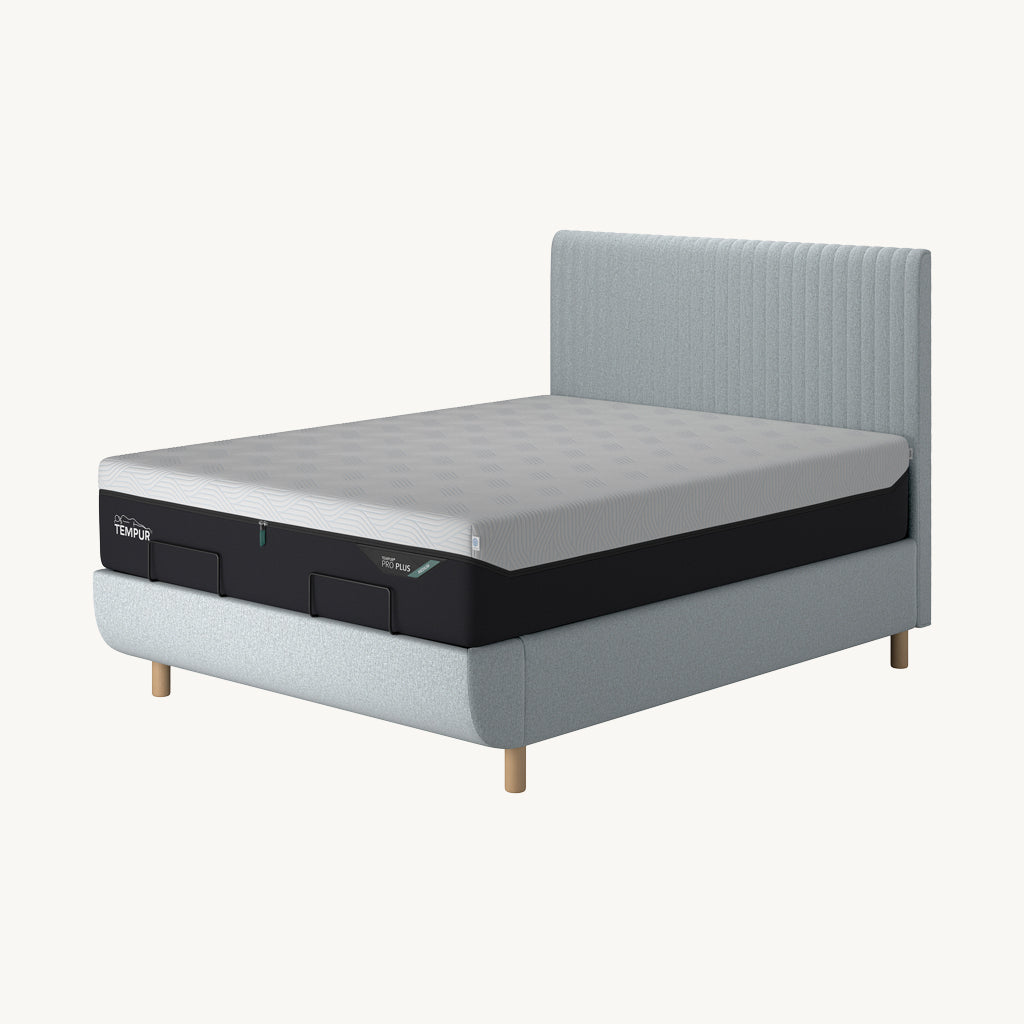 TEMPUR® Arc Static Bed with Vertical Headboard in Light Grey