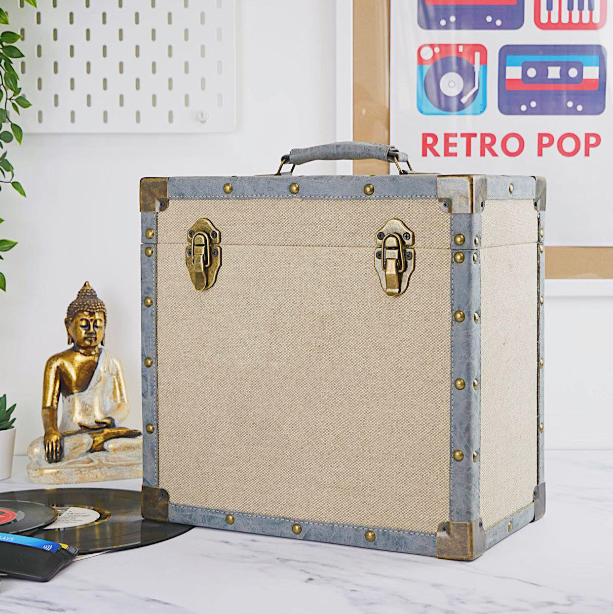 Vinyl Record Storage Box in Cream