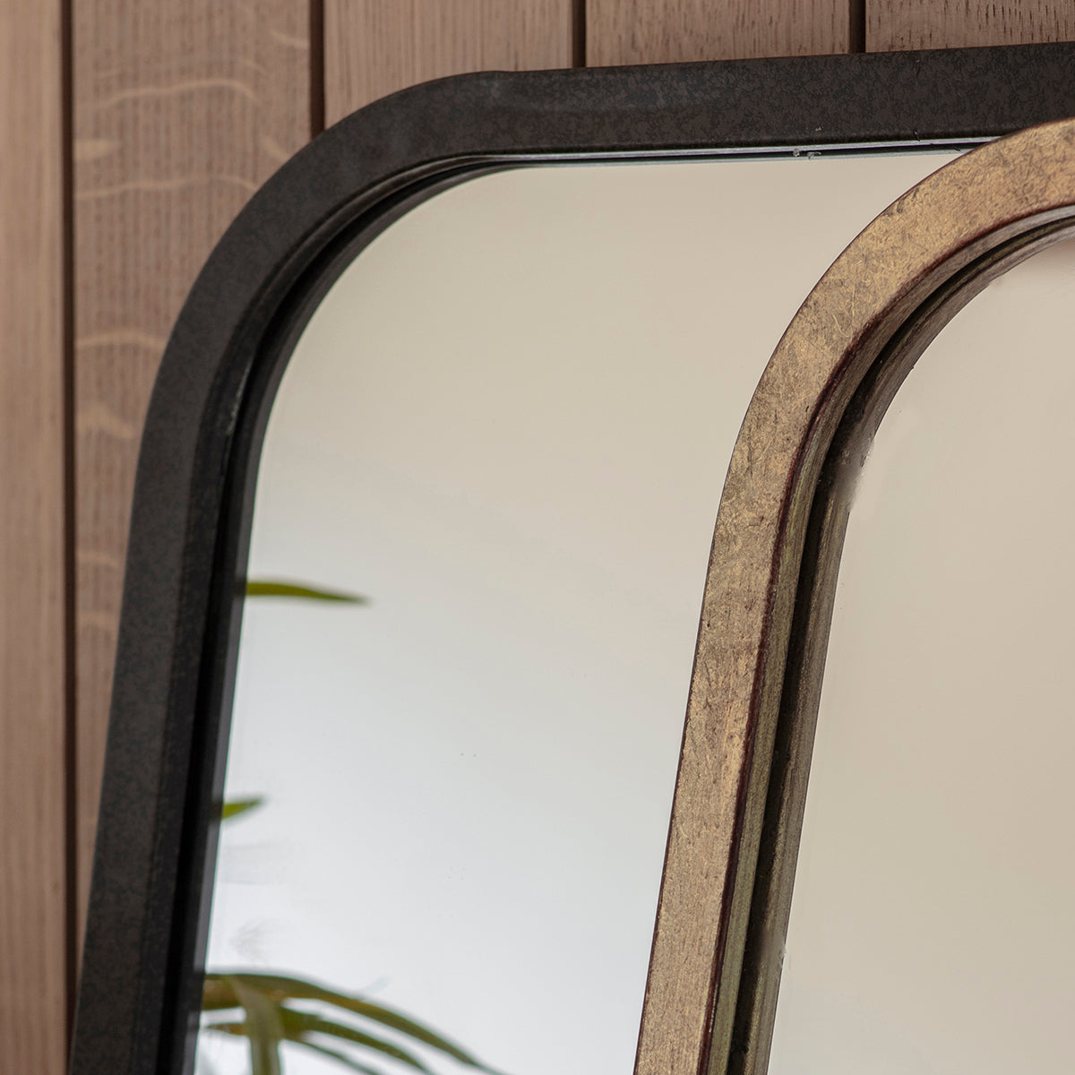 Oval Crescent Leaner Mirror in Black