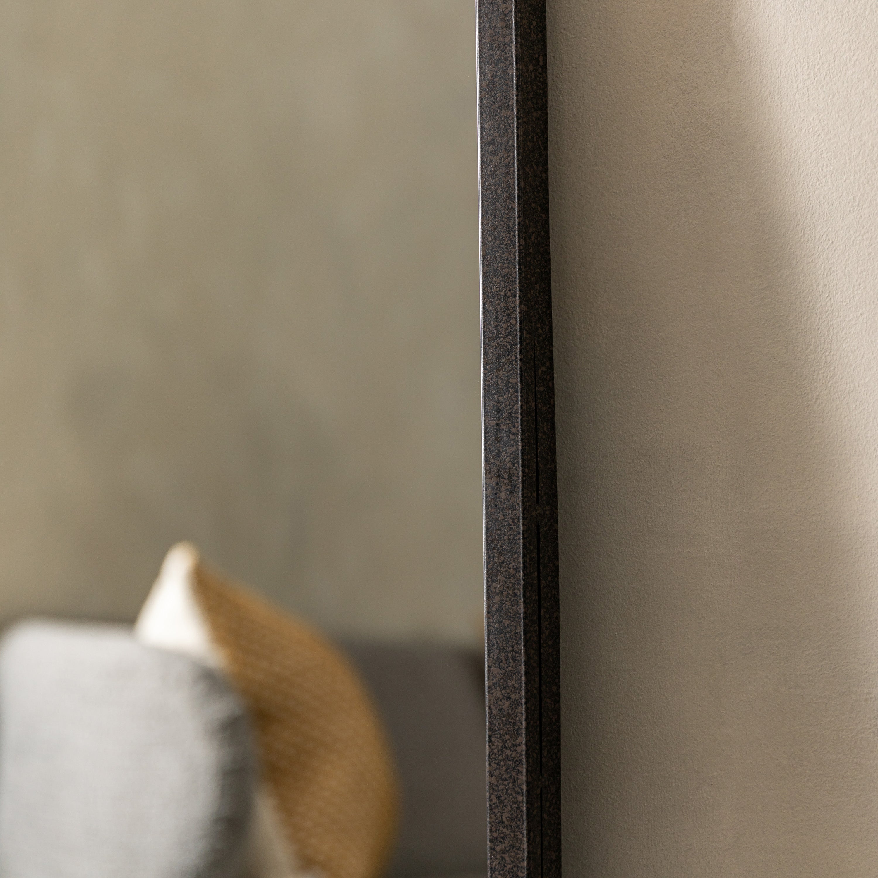 Oval Crescent Leaner Mirror in Black