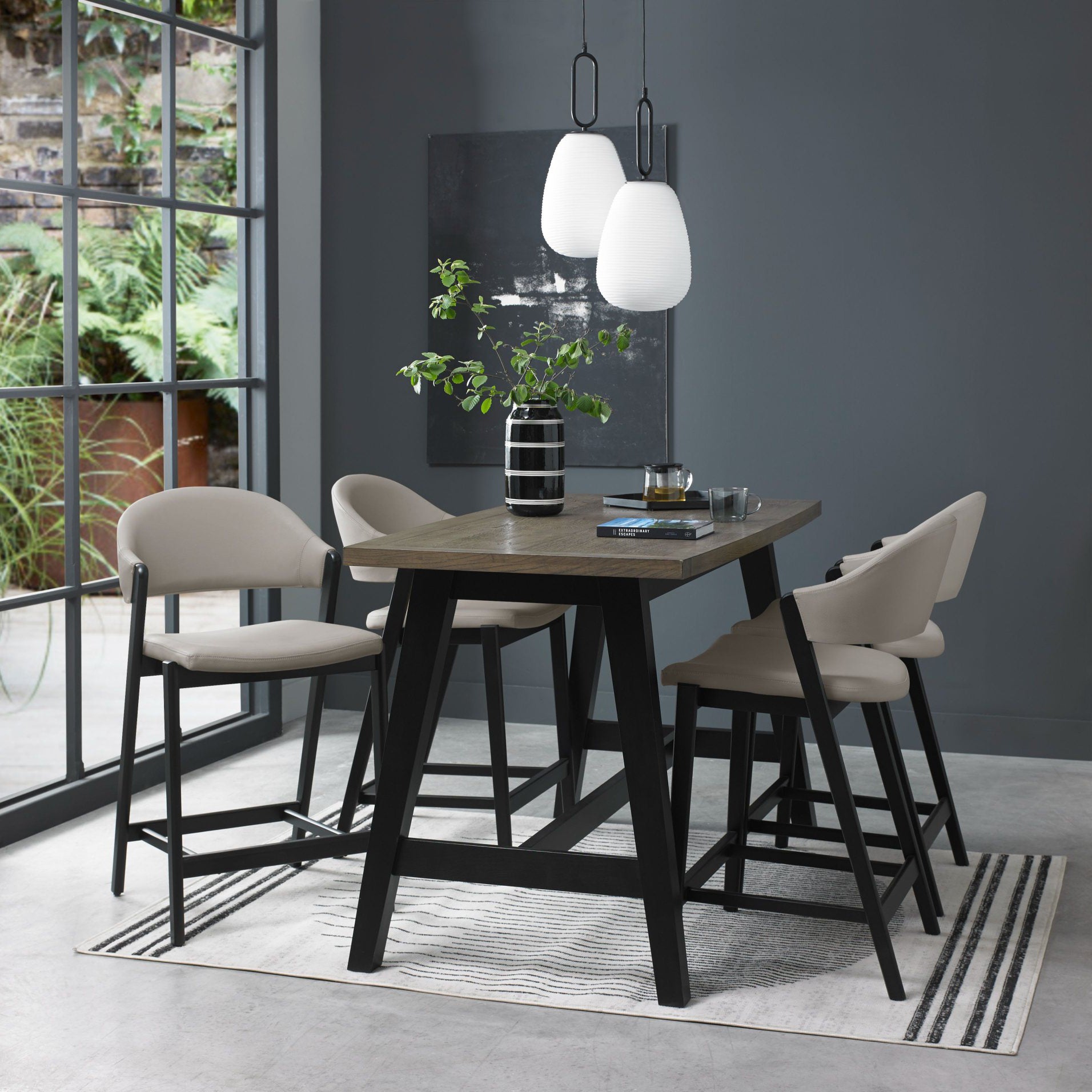 Highgate Weathered Oak and Peppercorn Bar Table