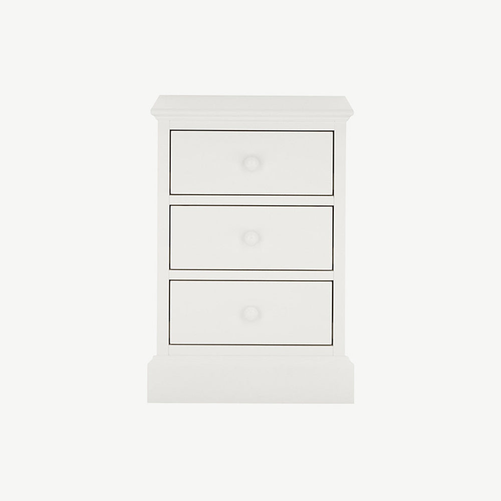 3 drawer nightstand in painted white