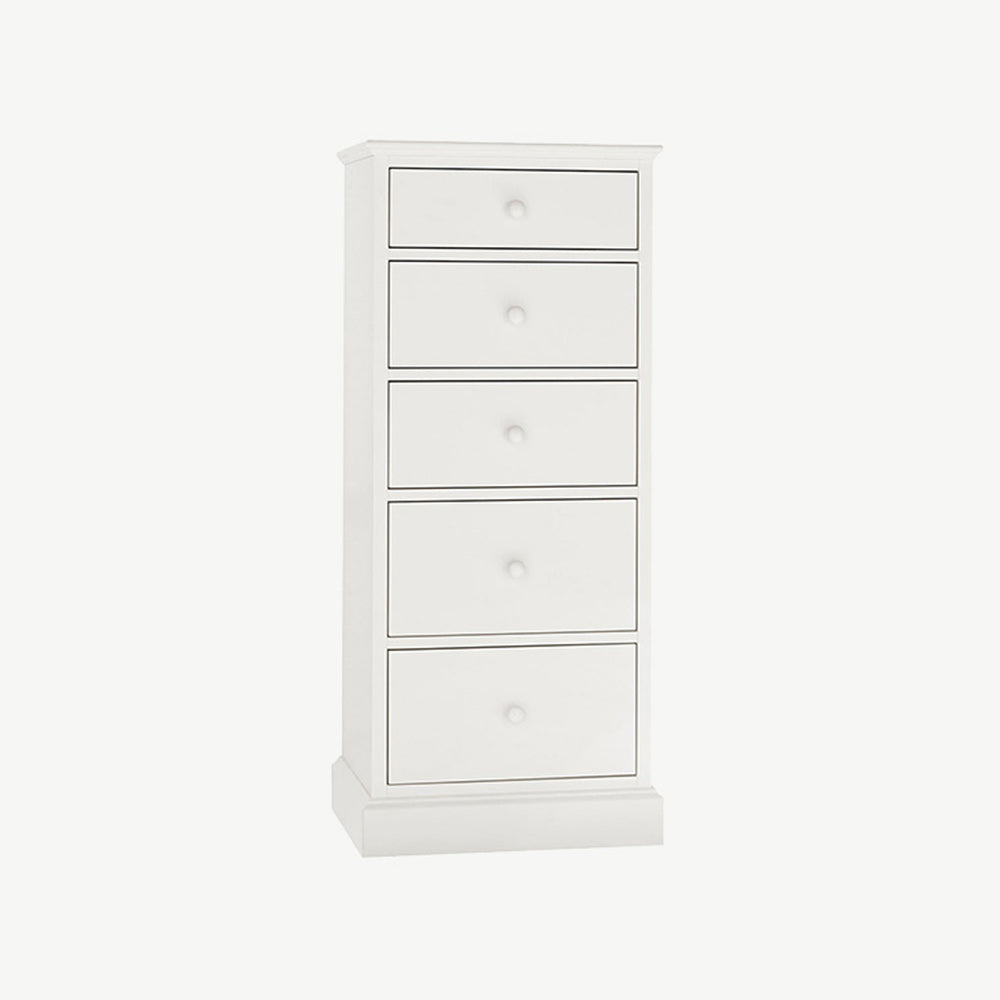 5 drawer tall chest in painted white