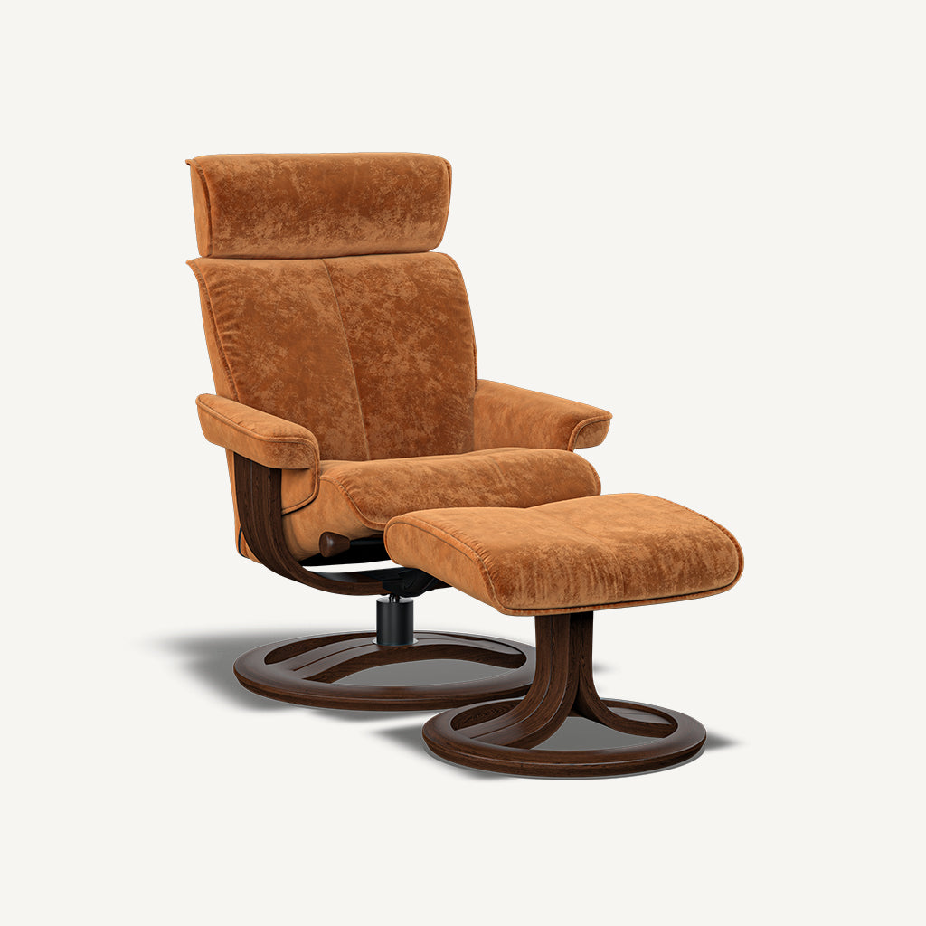 Pheobe Reclining Chair and Footstool in Orange