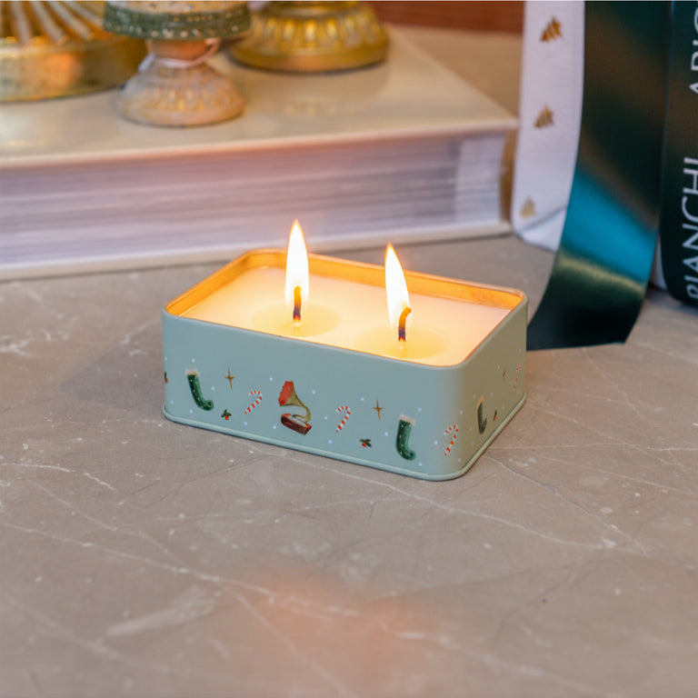 Xmas Village Tin Persimmon & Chestnut Scented Candle