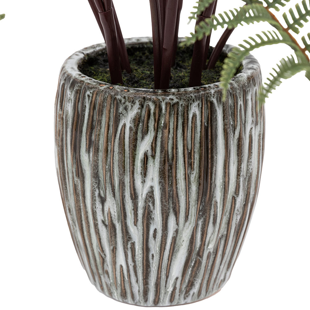 Artificial Tall Fern in Textured Grey Ceramic Pot