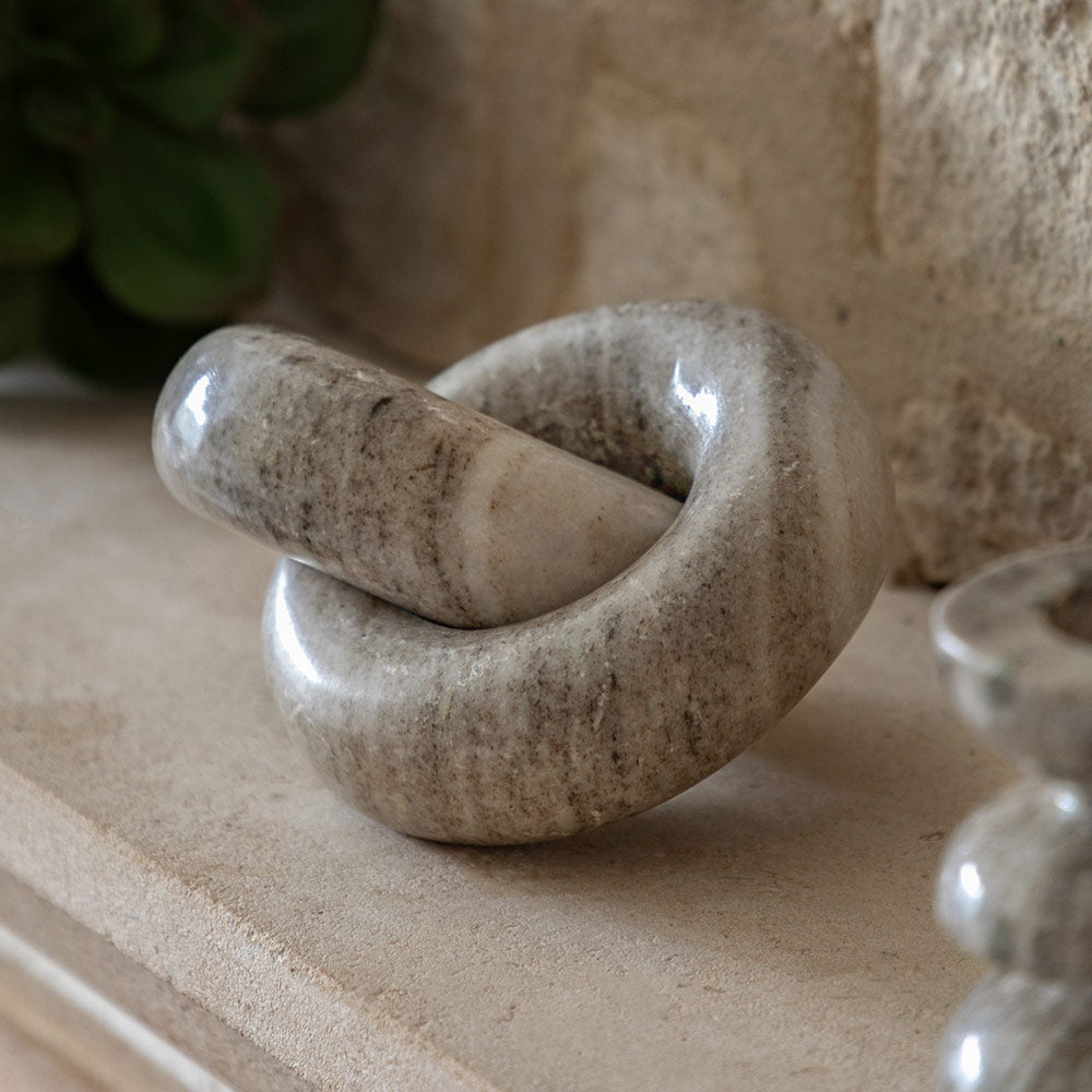 Avila Marble Circle Link in Beige