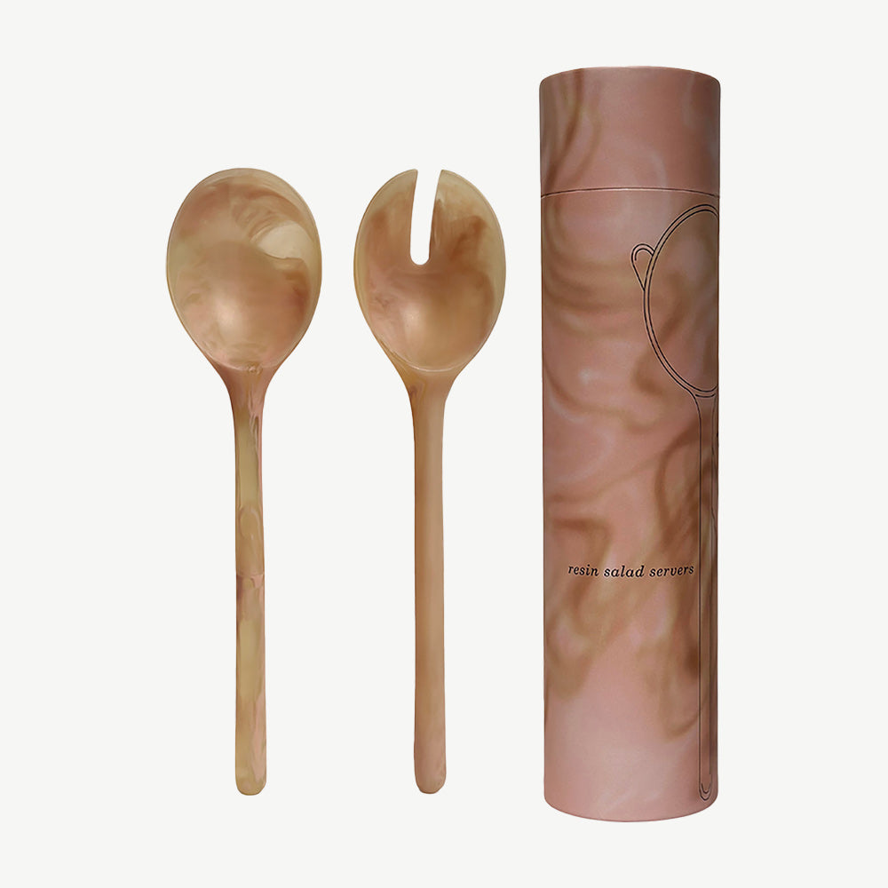 Salad Servers in Peach