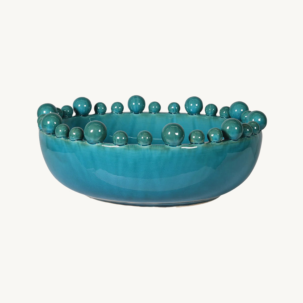 Aqua Ceramic Bobble Bowl