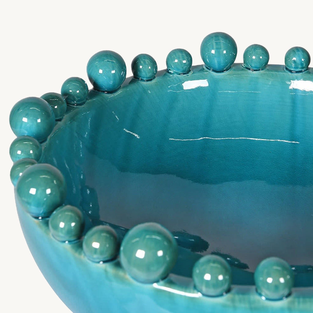 Aqua Ceramic Bobble Bowl