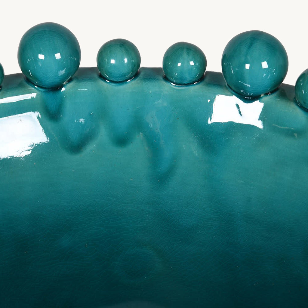 Aqua Ceramic Bobble Bowl