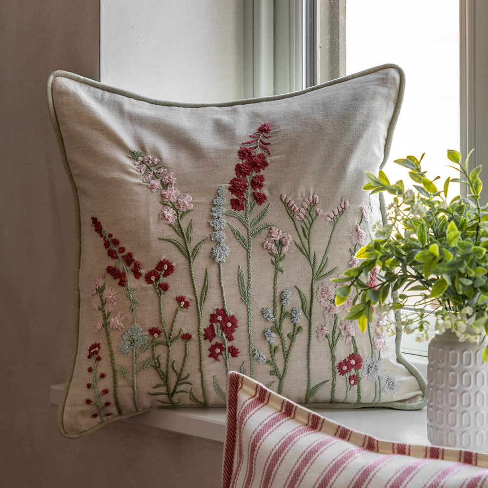 Embroidered Meadow Cushion