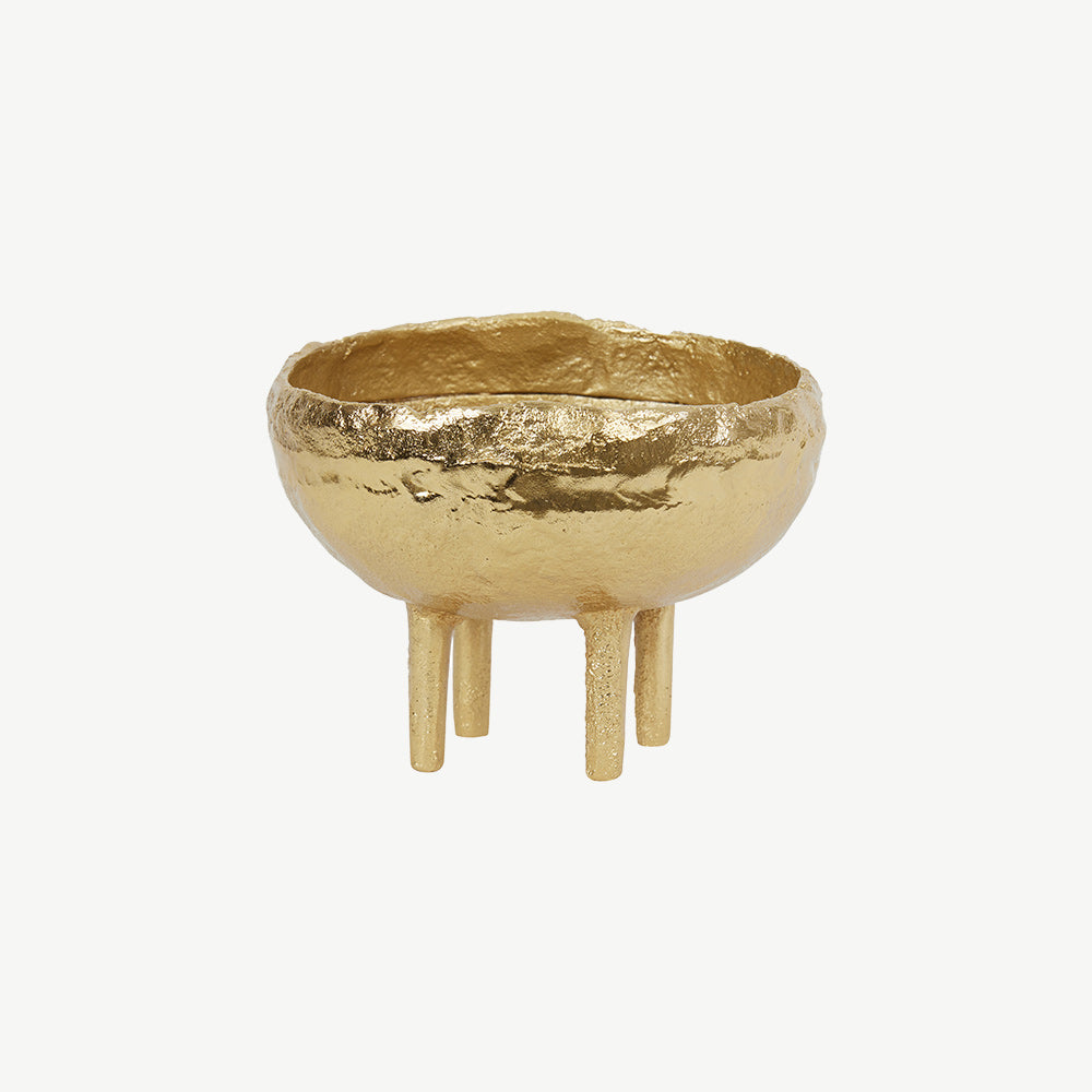 Gold finish metal ornamental footed bowl