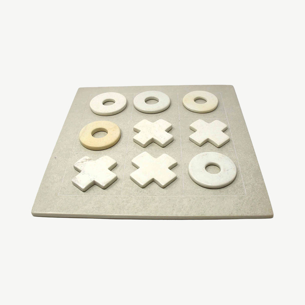 Hand Carved Soapstone Tic-Tac-Toe Game Set