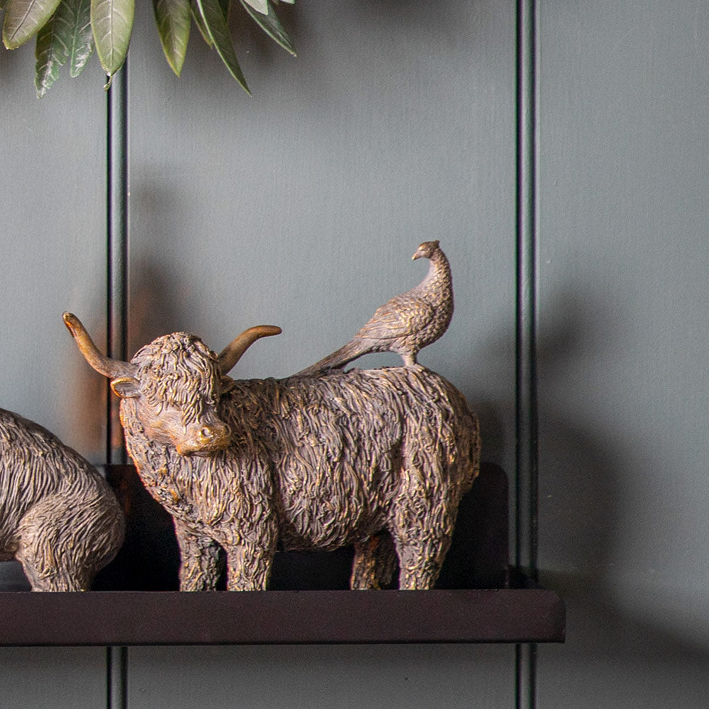 Highland Cow & Pheasant Ornament