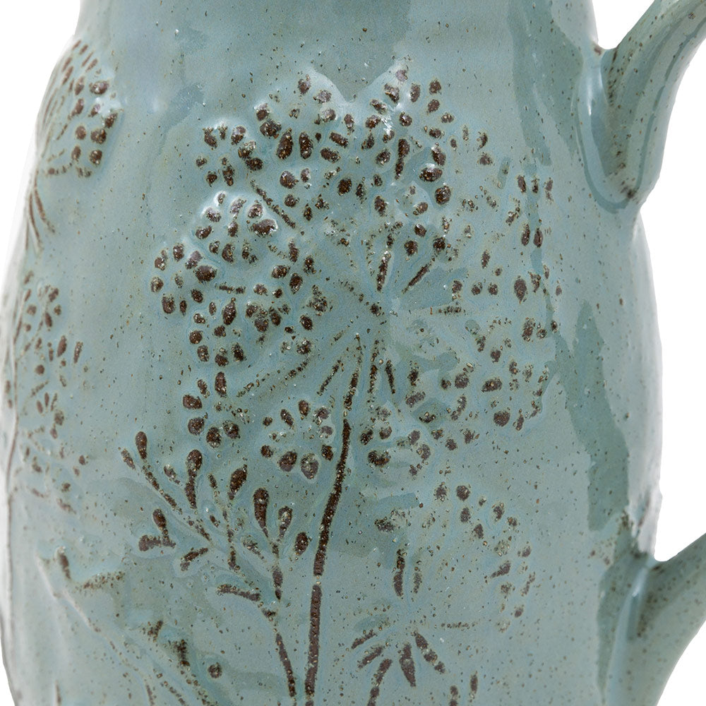 Meadow Embossed Ceramic Jug in Duck Egg