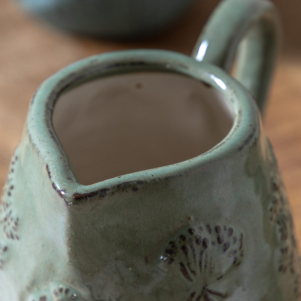 Meadow Embossed Ceramic Jug in Sage