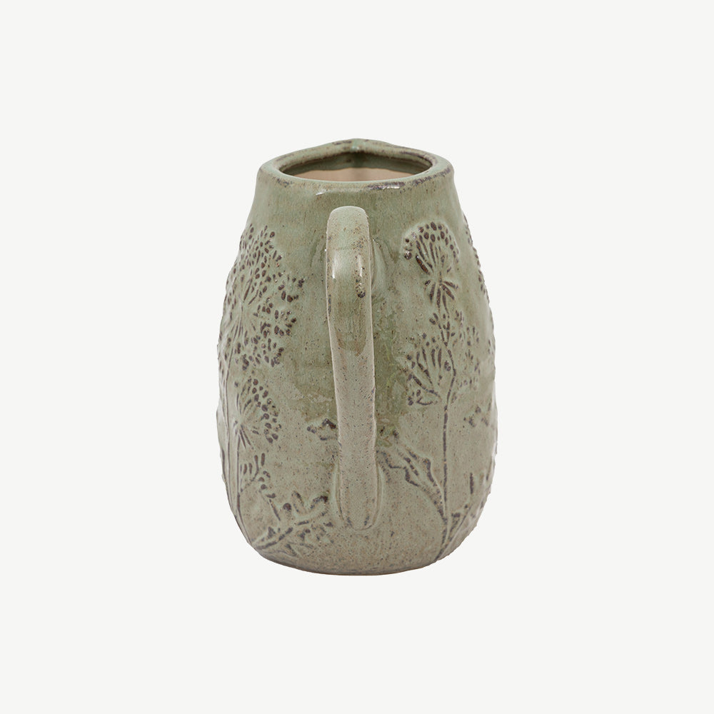 Meadow Embossed Ceramic Jug in Sage