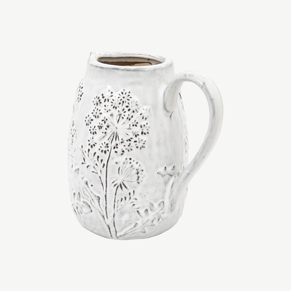 Meadow Embossed Ceramic Jug in Stone