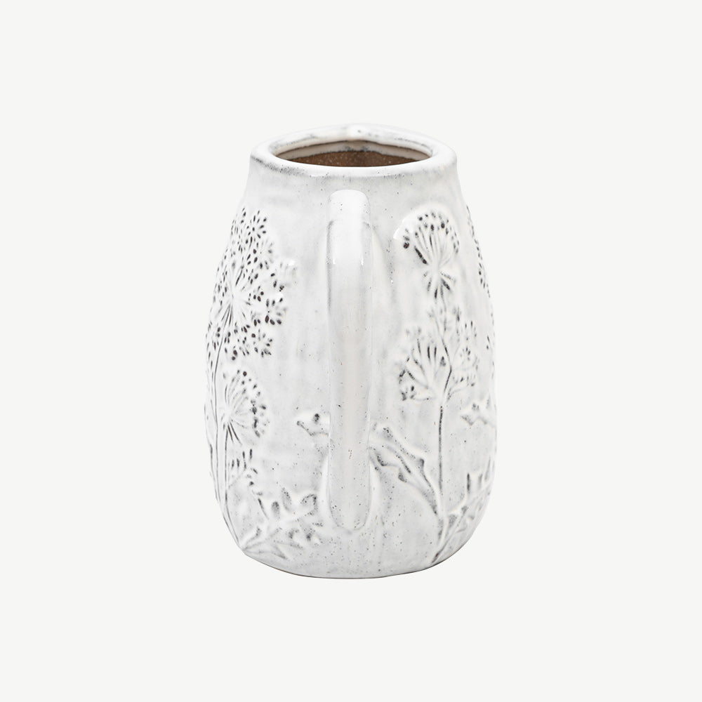 Meadow Embossed Ceramic Jug in Stone