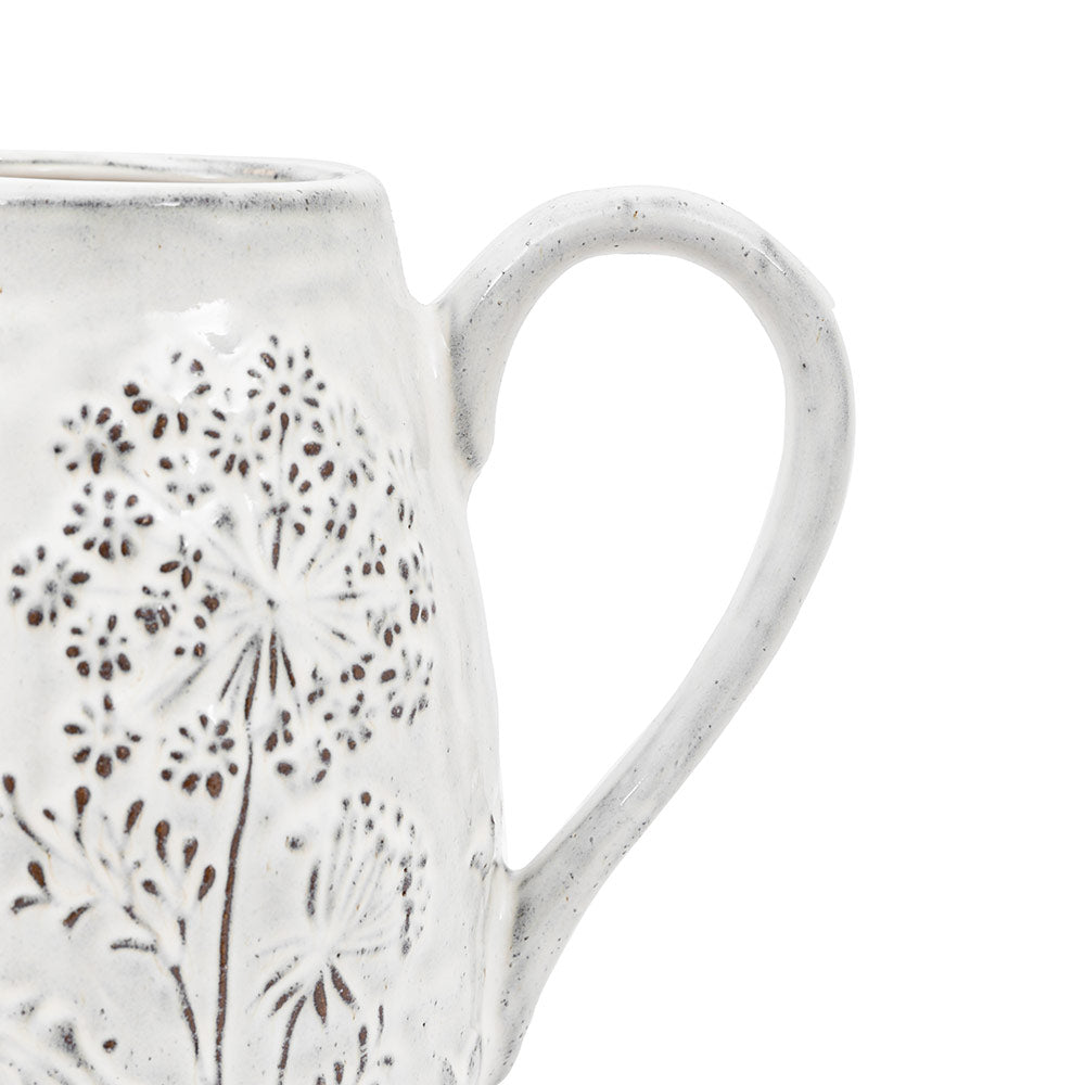 Meadow Embossed Ceramic Jug in Stone