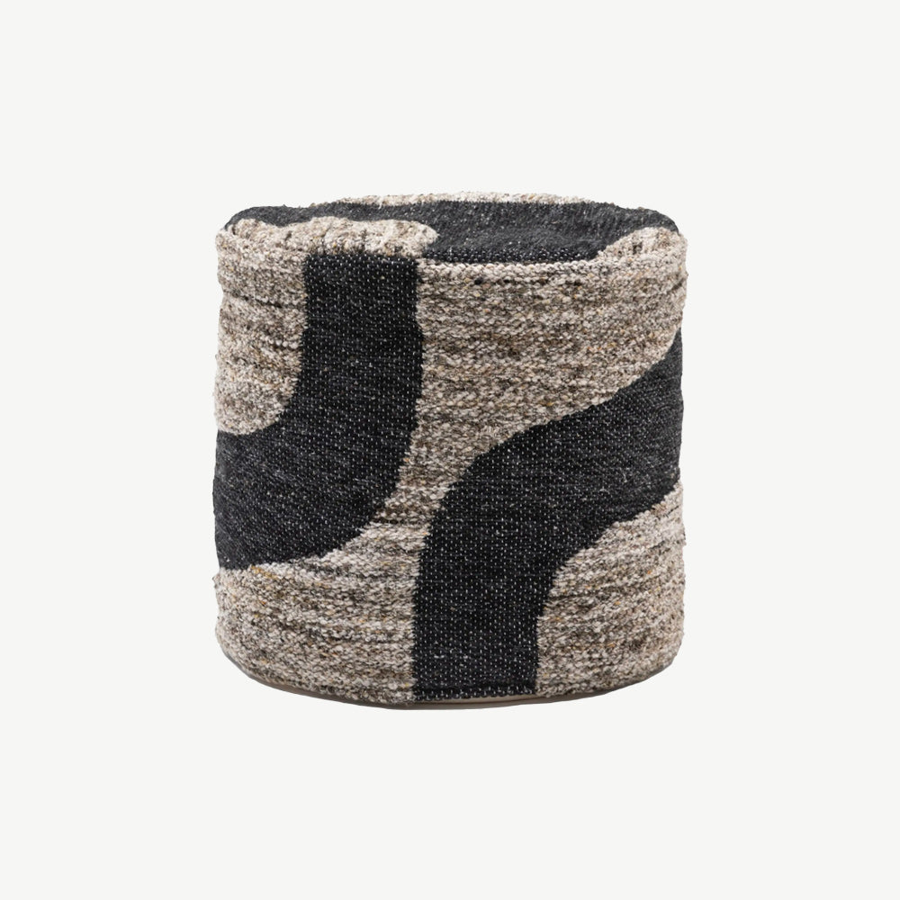 Monochrome Graphic Drum Pouffe