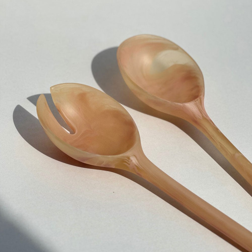Salad Servers in Peach