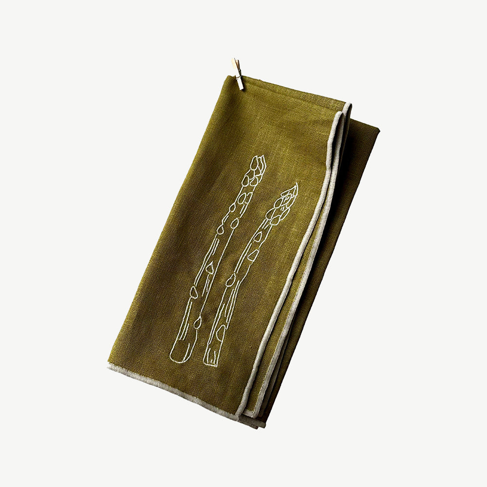 Set of 2 Asparagus Linen Blend Napkins