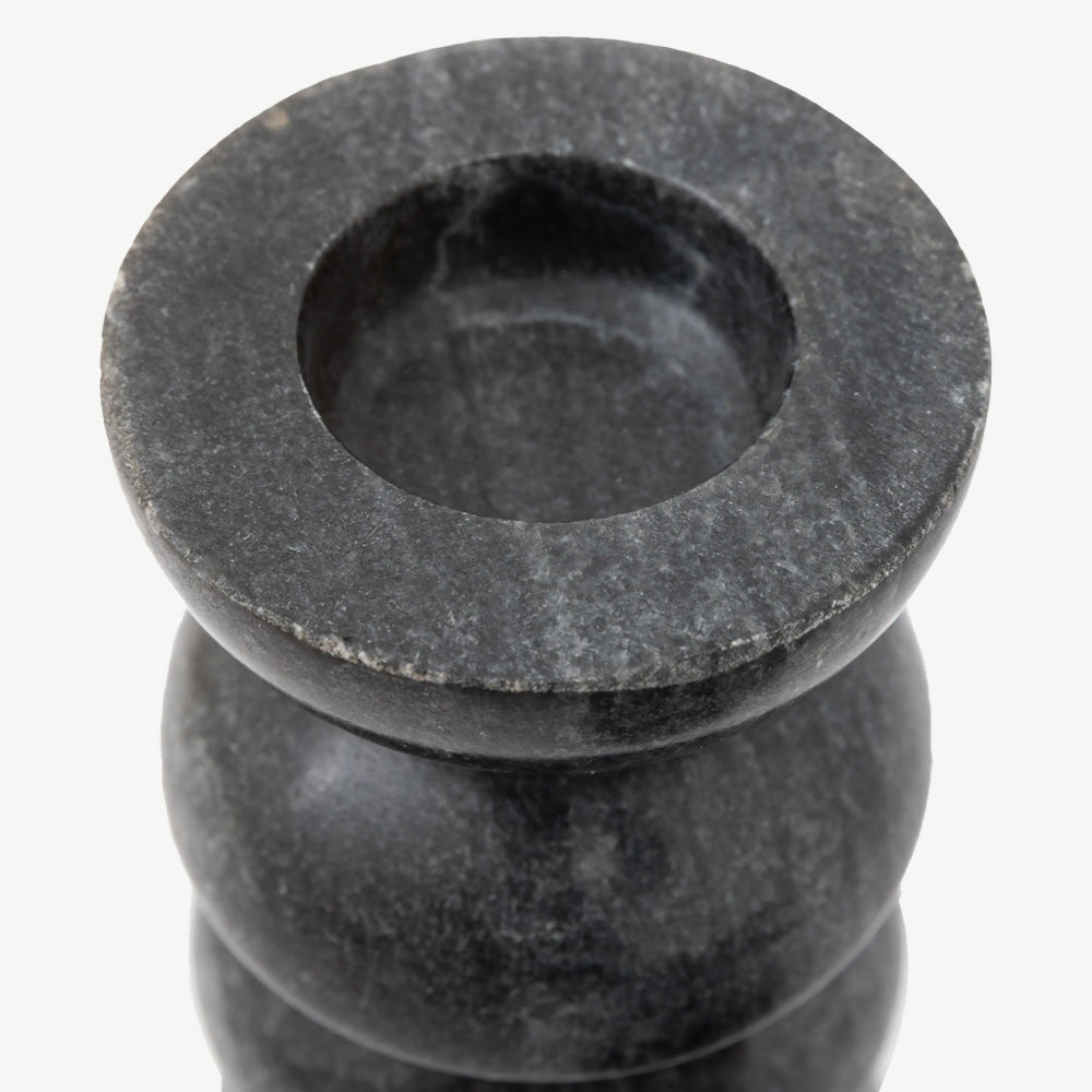 Set of 2 Marble Candlesticks in Grey