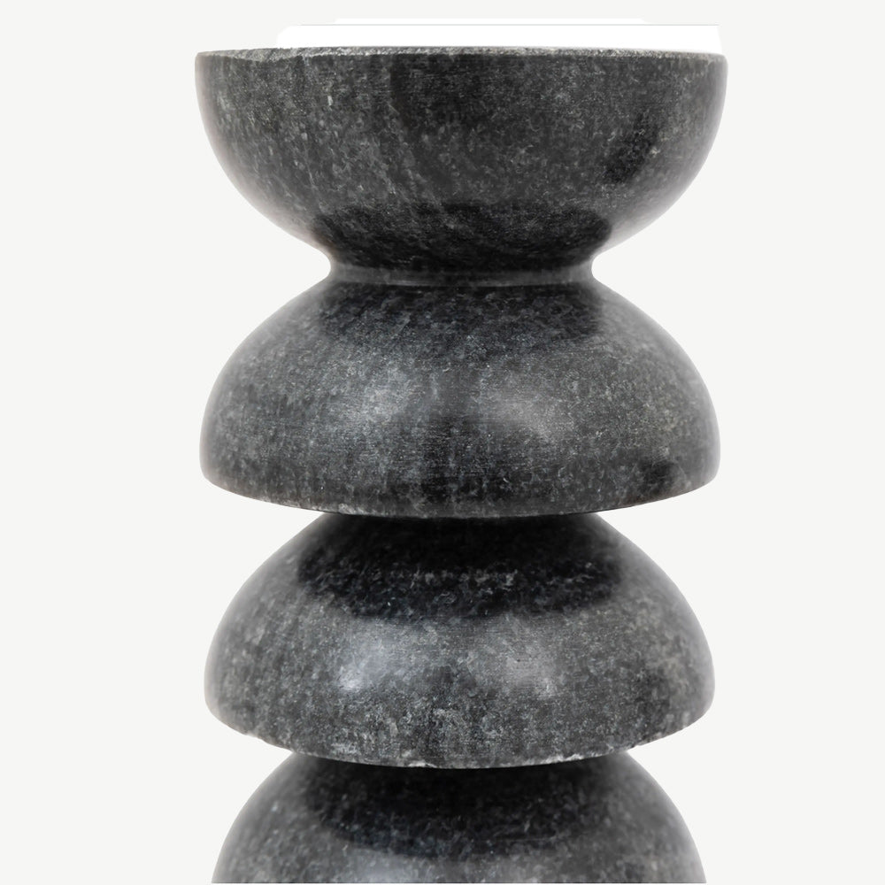 Set of 2 Marble Candlesticks in Grey