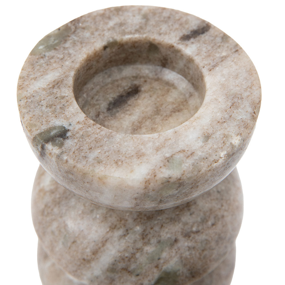 Set of 2 Marble Candlesticks in Sandstone