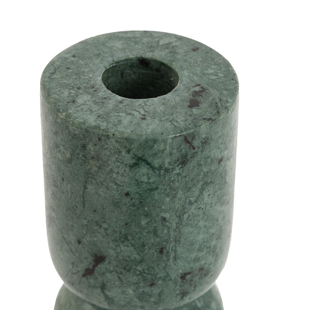 Set of 2 Sculpted Marble Candlestick in Green